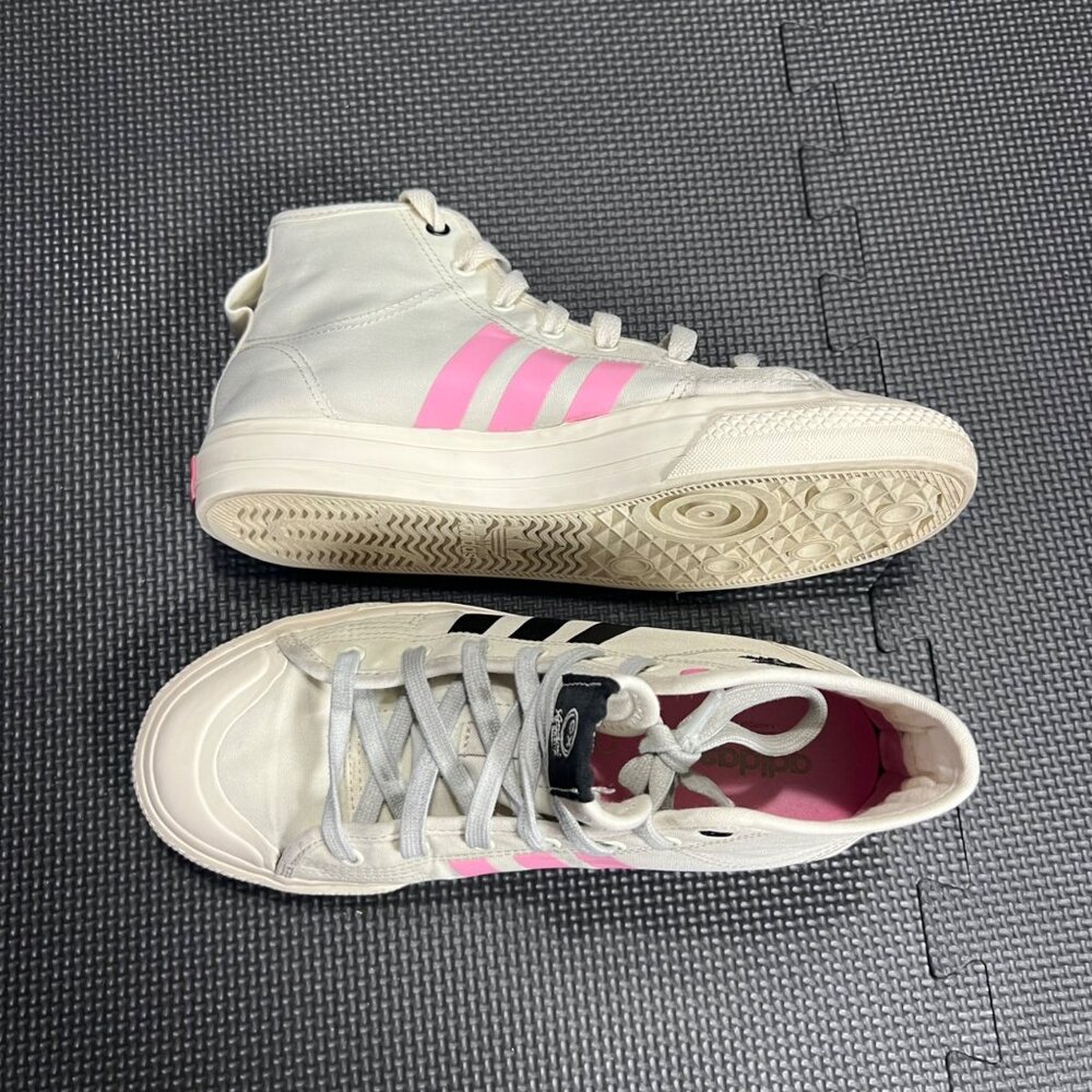 Adidas X André Saraiva Nizza Hi RF Shoes US Size 6.5 Canvas Upper White With Pin - Picture 3 of 5